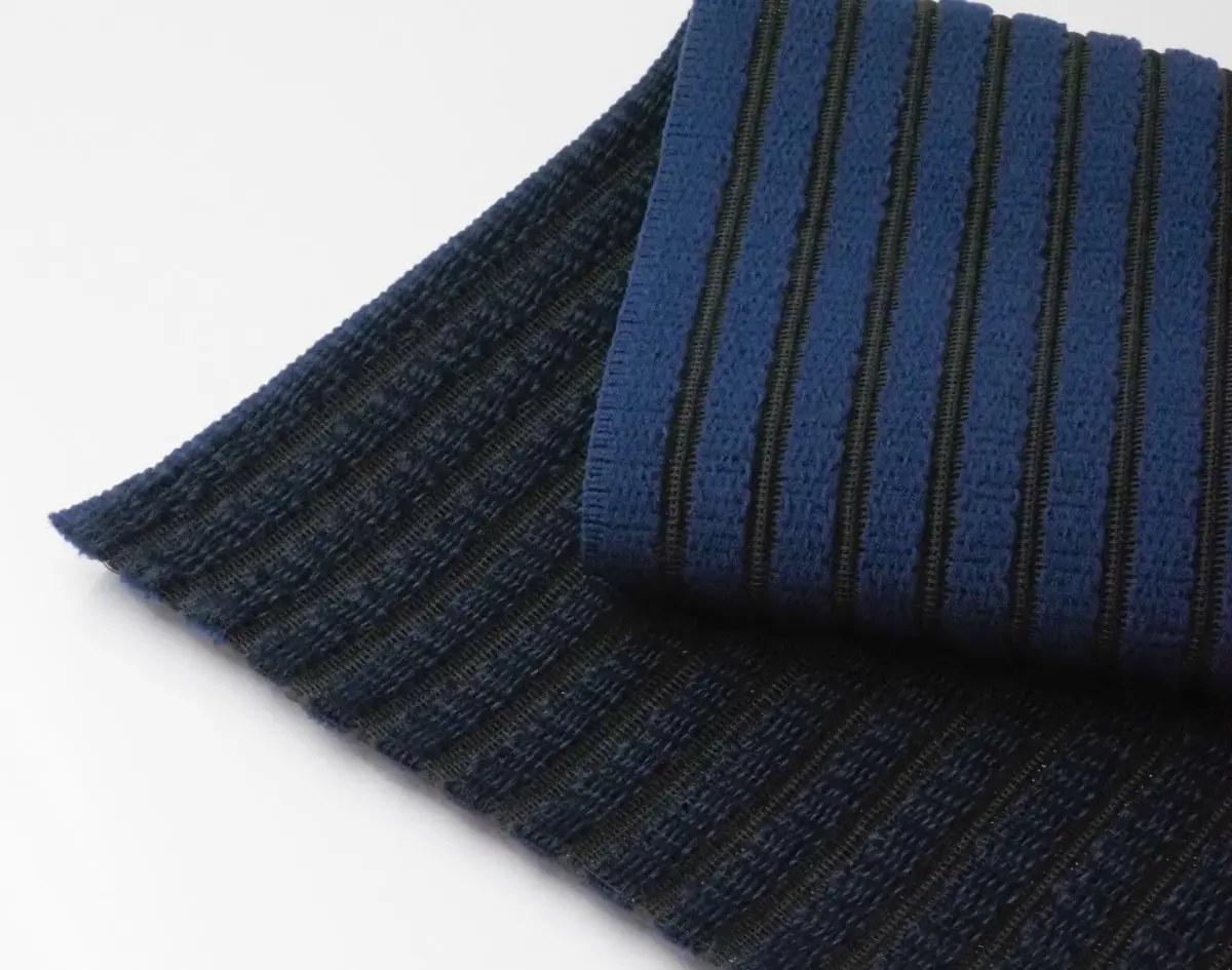 Striped Ribbed Rigid Braces - Navy/Light Blue